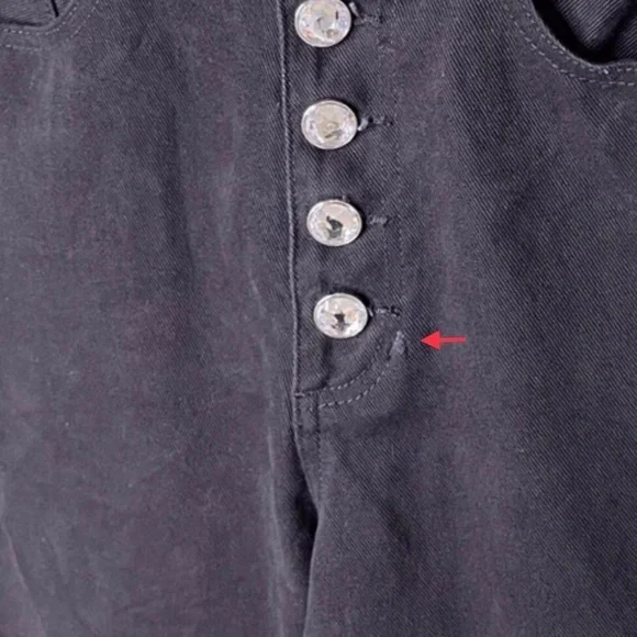 WeWoreWhat The Danielle Straight Leg Jeans Crystal Buttons Black Size 30 - Picture 12 of 13